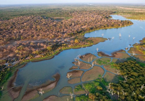 Aerial View Of The Okavango Delta Channels And Landscape