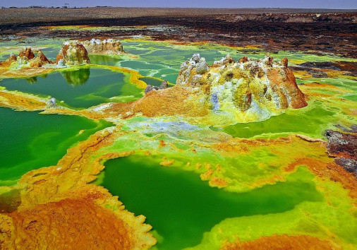 Acid Lakes Of Dallol Volcano